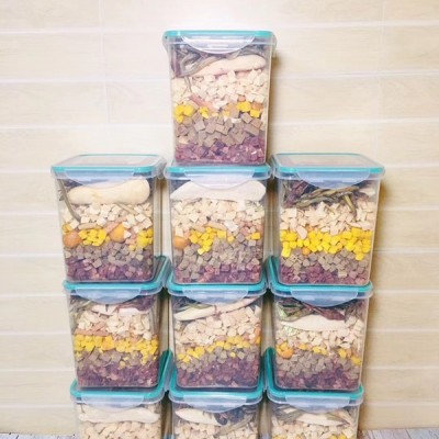 鼎信康 樂扣桶廠家 2L化妝品透明新料保鮮盒套裝 寵物糧儲(chǔ)蓄罐 四方透明桶
