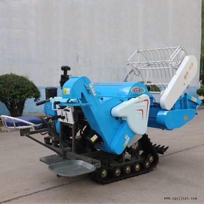 旱田水稻聯合收割機 橡膠履帶水稻收割脫粒機 稻麥收割脫粒裝袋機