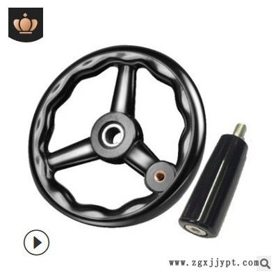 廠家銷售磨床塑鋼手輪機械用轉(zhuǎn)動塑料手柄內(nèi)波紋三輻膠木手輪