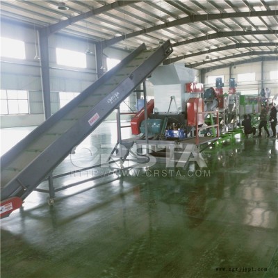 全套處置塑料瓶破碎清洗機，廢舊PET塑料瓶回收再生清洗瓶片機