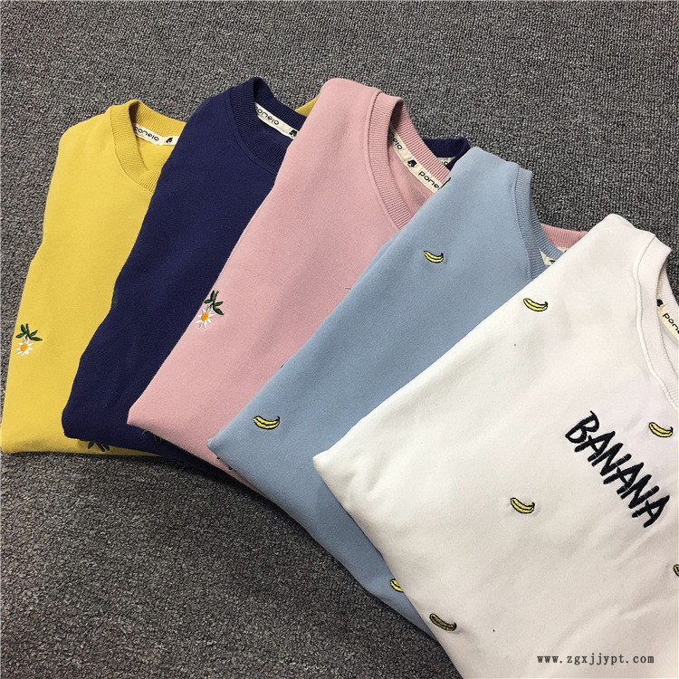 POM春季新款韓版女裝 純棉全刺繡小花寬松加肥衛衣女 批發示例圖1